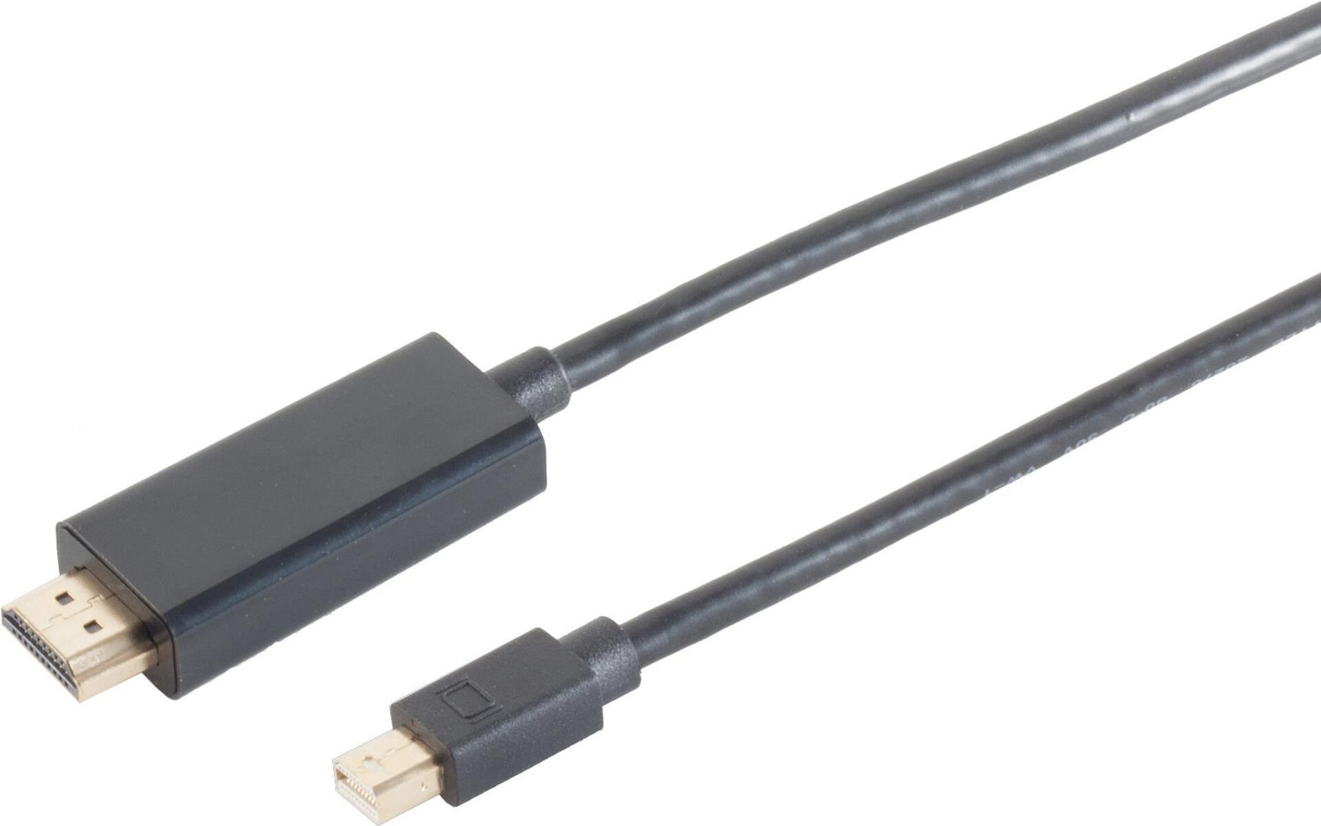 S/CONN maximum connectivity Displayportkabel-Mini DP 1.4 Kabel, MINI-Displayportstecker auf HDMI Stecker, 4K60Hz, 1,0m (10-72025)