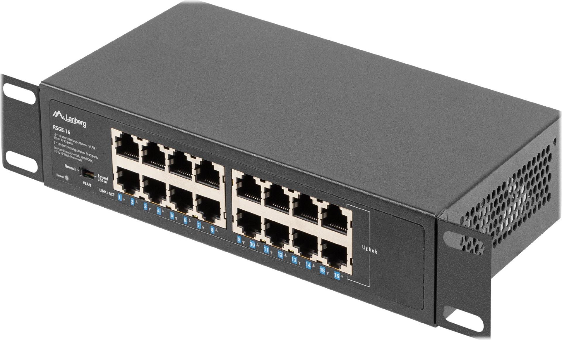 Lanberg RSGE-16 16-Port Gigabit Ethernet Switch Schwarz