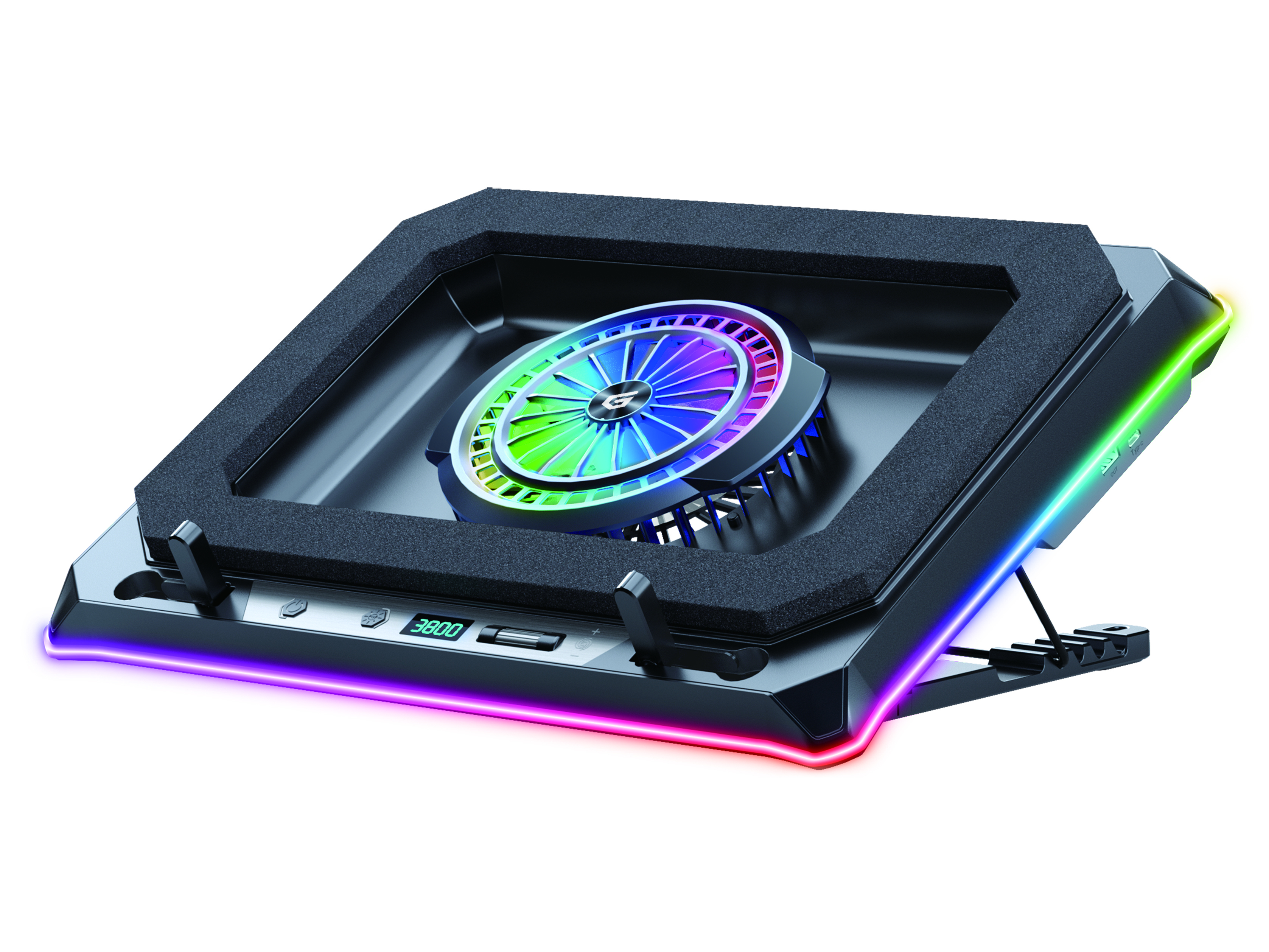 Conceptronic THYIA04B Gaming Laptop-Kühlpad mit RGB und Handyhalter 19" Schwarz