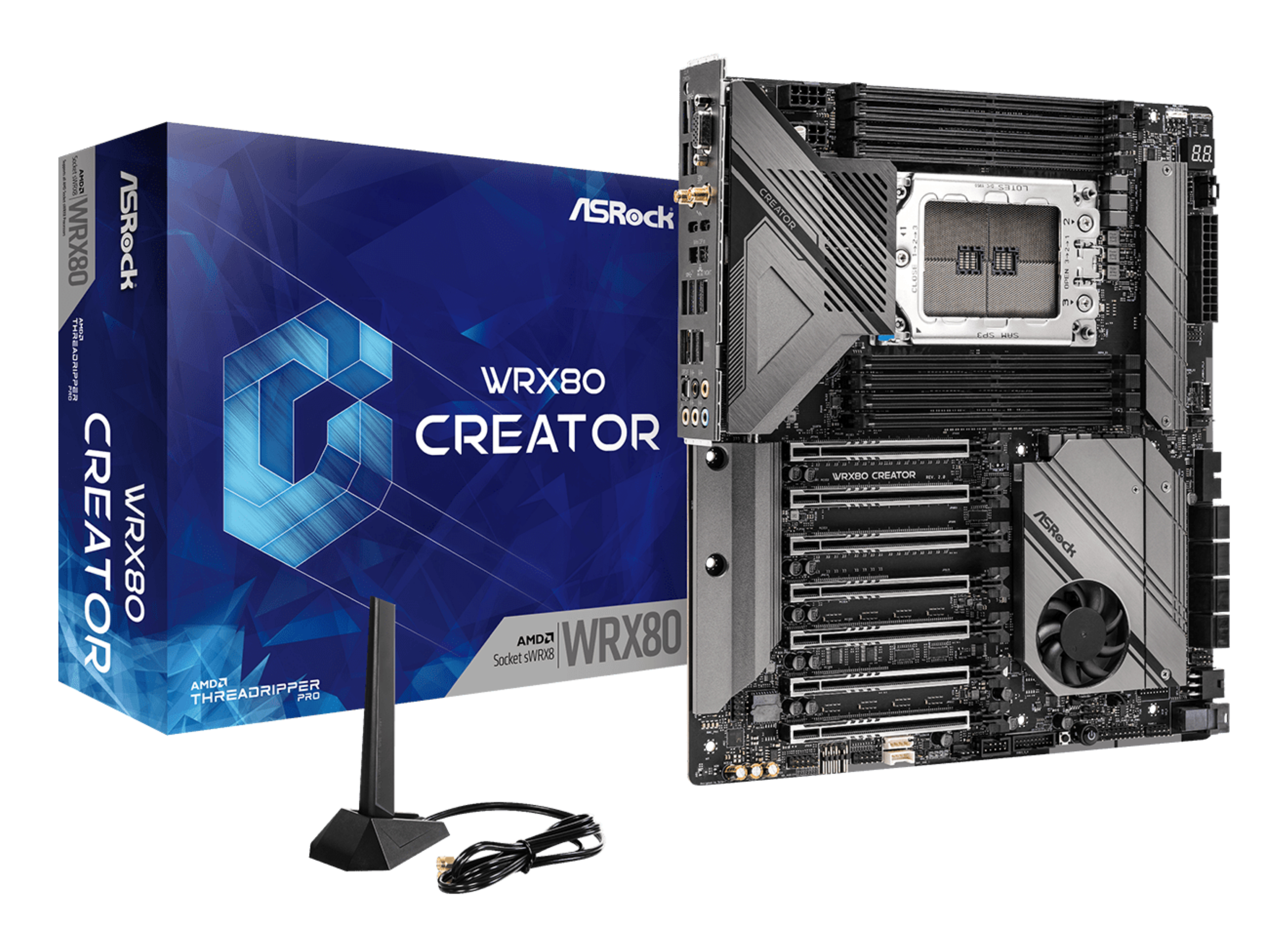ASRock WRX80 Creator R2.0 Mainboard E-ATX Sockel sWRX8 DDR4 8x DIMM 2x 10G LAN Wi-Fi 6E