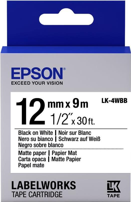 EPSON POS Epson Label Cartridge Matte Paper LK-4WBB Black/White 12mm (9m) (C53S654023)