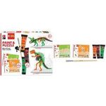 Marabu KiDS Paint & Puzzle Set Little Artist, Dinos Inhalt: 3x Bastelfarbe, 1x Pinsel und 2x 3D Puzzle Dino - 1 Stück (0305000000110)