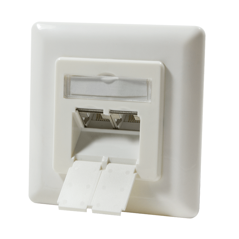 DSIT Dose Unterputz Vertikal Cat. 6/ Class E zweifach, geschirmt, 2 x RJ45 Elfenbein (DC-Wall-In-STP6-VI)