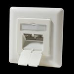 DSIT Dose Unterputz Vertikal Cat. 6/ Class E zweifach, geschirmt, 2 x RJ45 Elfenbein (DC-Wall-In-STP6-VI)