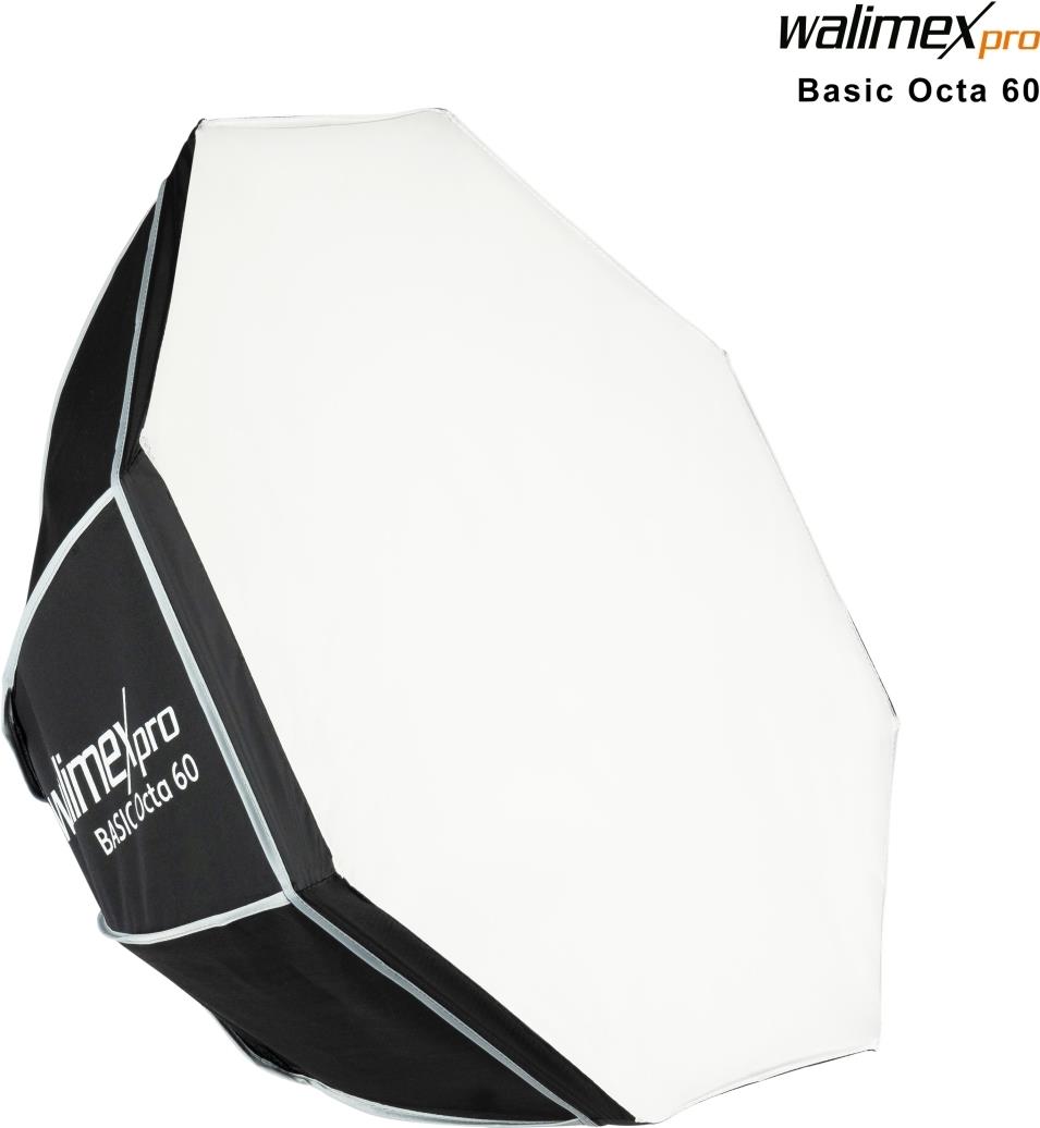 Walimex pro Softbox Octagon 60cm, um 360° drehbar, inkl Front- und Zwischendiffusor, Transporttasche, Bowens Adapter, ideal für Produkt- und Peoplefotografie (1023419)