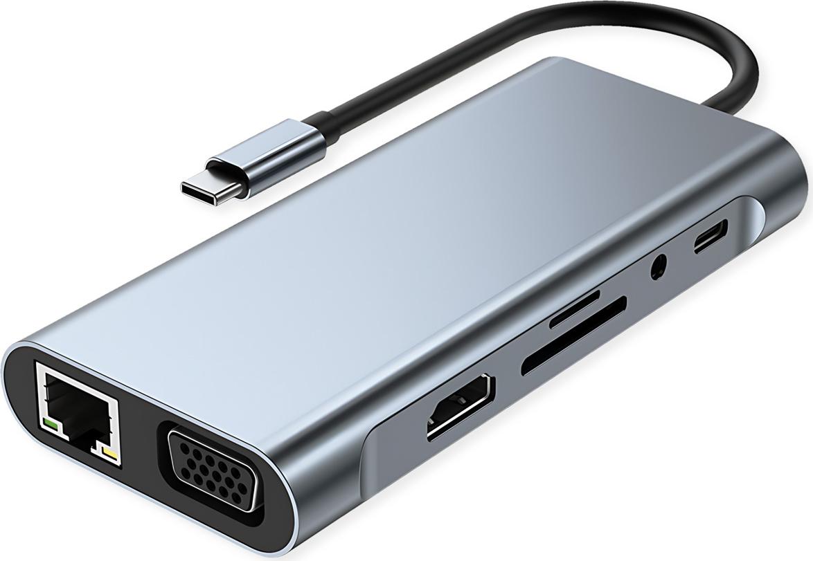 VALUE USB C Dockingstation 11-in-1, 4K30 1x(HDMI/VGA/GbE), USB(3xA,1xC,1xC PD) (12.99.1143)