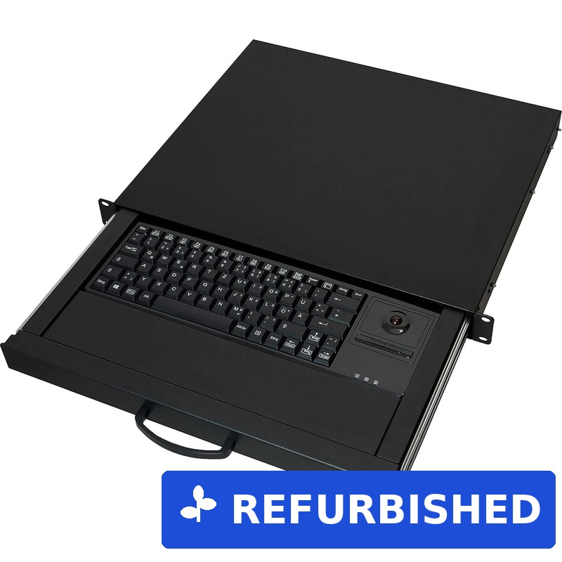 aixcase 19" Rack 1U Tastatur DE Trackball PS2&USB schwarz (AIX-19K1UKDETB-B) (geöffnet)