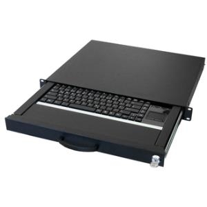 Aixcase AIX-19K1UKDETP-B 19" Tastaturschublade mit Touchpad USB PS/2 QWERTZ Deutsch Schwarz