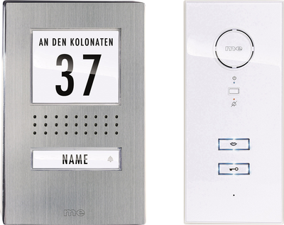 m-e modern-electronics ADV 111 WW Audio Vistadoor Türsprechanlage Kabelgebunden Komplett-Set 1 Familienhaus Edelstahl, Weiß (41137)