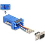 Delock D-Sub 9 Pin Stecker zu RJ12 Buchse Montagesatz blau (67075)