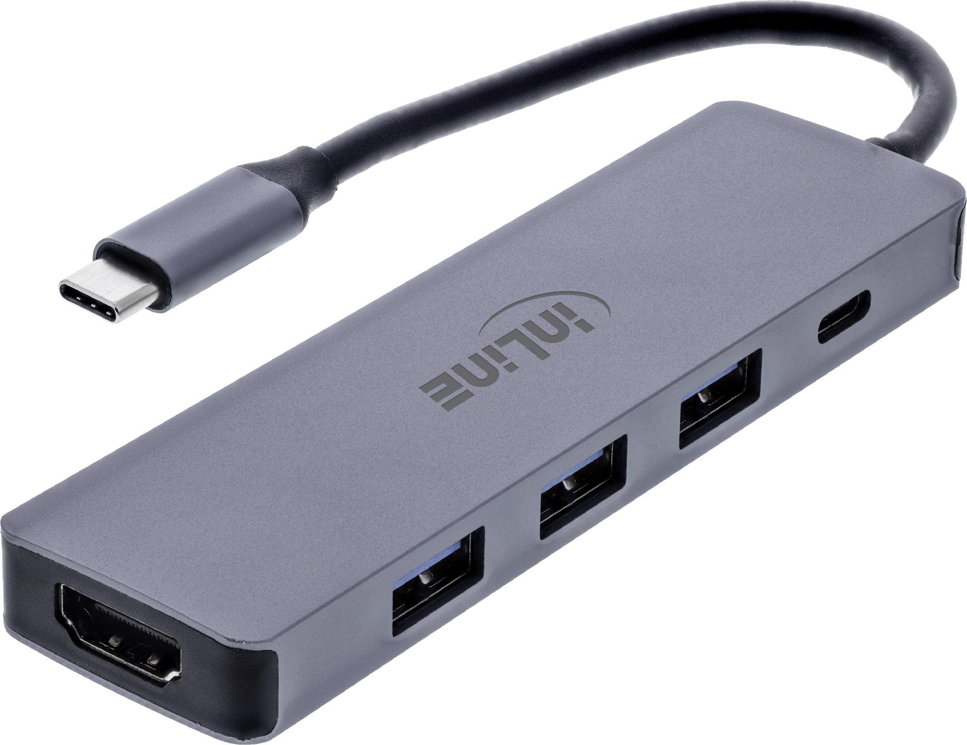 InLine® Multifunktions-Hub, 3x USB-A 5 Gb/s, HDMI 4K/60 Hz, USB-C PD 100 W (33271A)