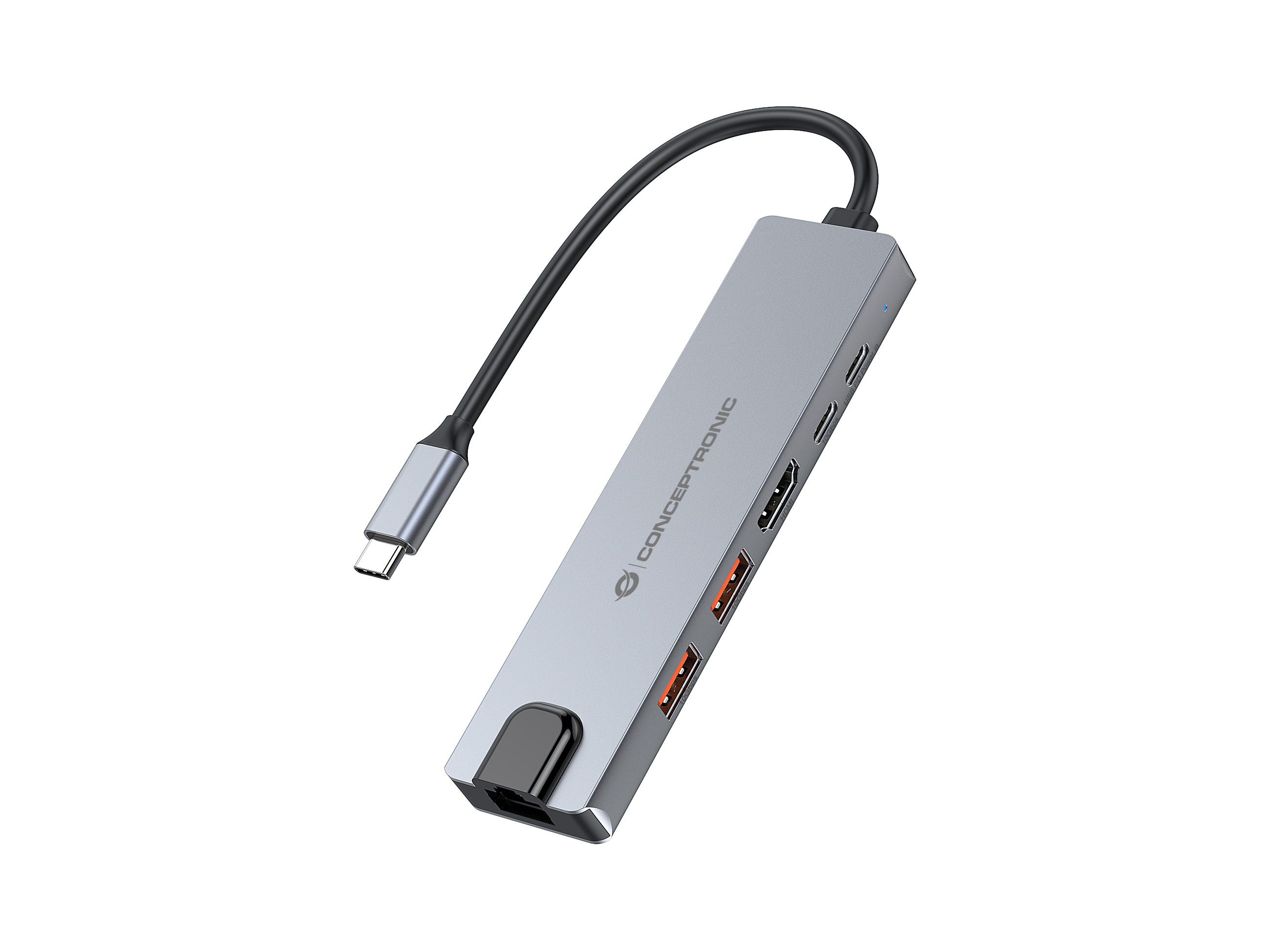 Conceptronic DONN29G 6-in-1 Dockingstation HDMI 4K60Hz 140W Grau