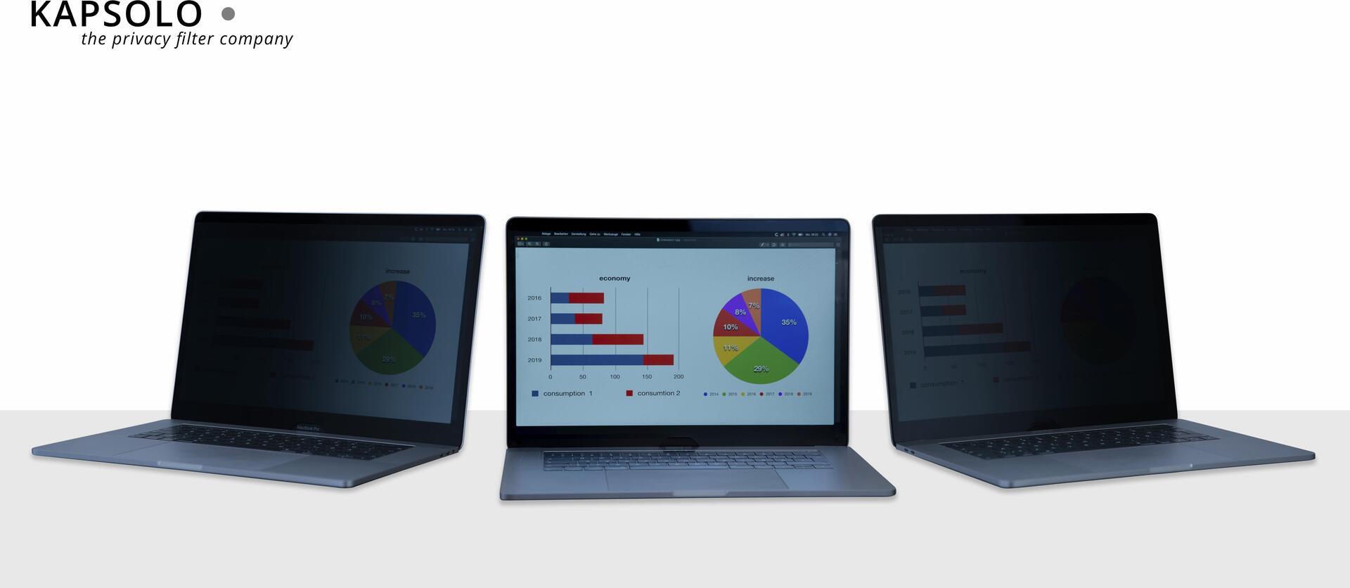 KAPSOLO 2-wege Blickschutzfilter / Blickschutzfolie abnehmbar für 33,8cm (13.3") Wide 16:9 (KAP10406)