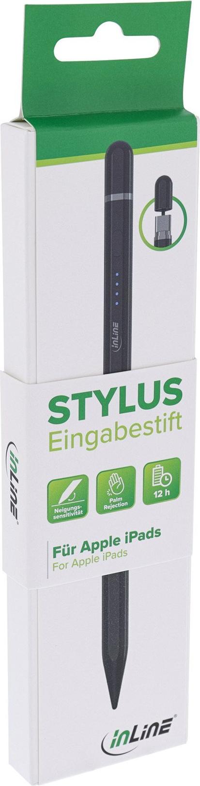 InLine Stylus Tabletstift für Apple iPads mit Akku USB-C Schwarz