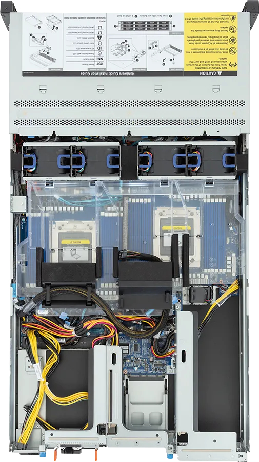 Gigabyte R283-ZF0-AAL1 Dual AMD EPYC 9004/9005 Server 2U 12x 2,5" NVMe/SATA 4x GPU 2x 2700W Schwarz, Stahl