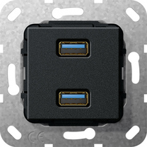 GIRA Einsatz USB 568410 3.0A 2fach Kup schwarz m (568410)