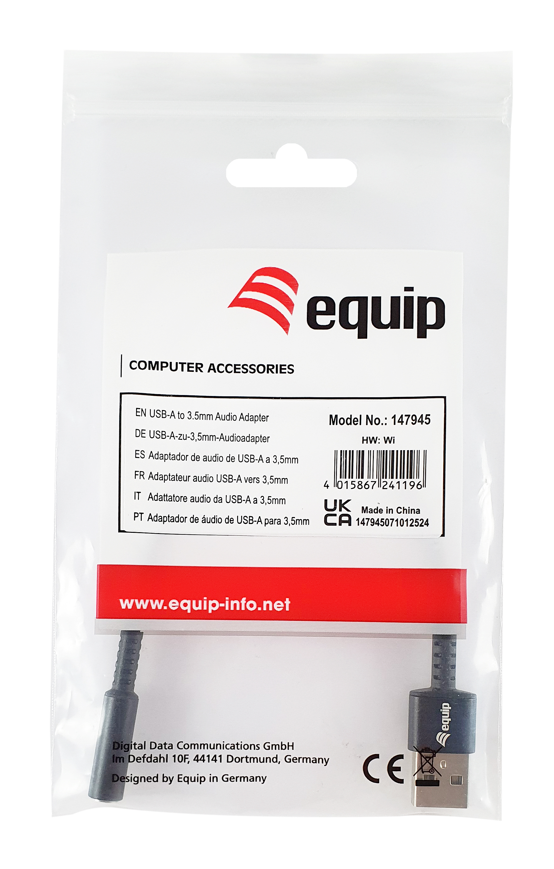 Equip USB-A auf 3,5 mm DAC-Adapter 4-Pin 0,15 m Beige