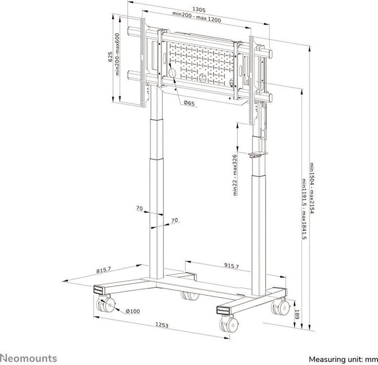 Neomounts FL55-975BL1 Motorisierter Wagen für Flachbildschirme 75"-115" Schwarz