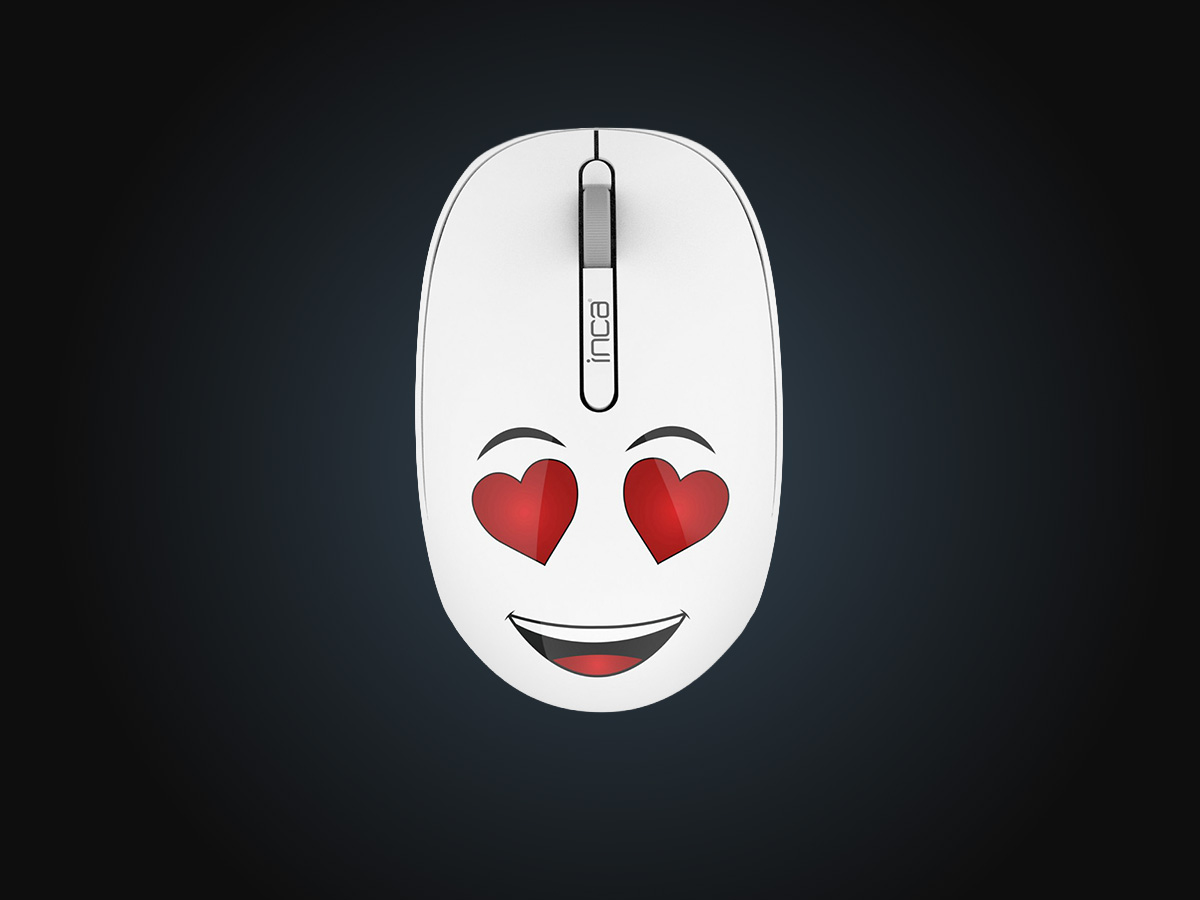 INCA WEENY Emoji IWM-245RB Kabellose Maus 1200 DPI Weiß
