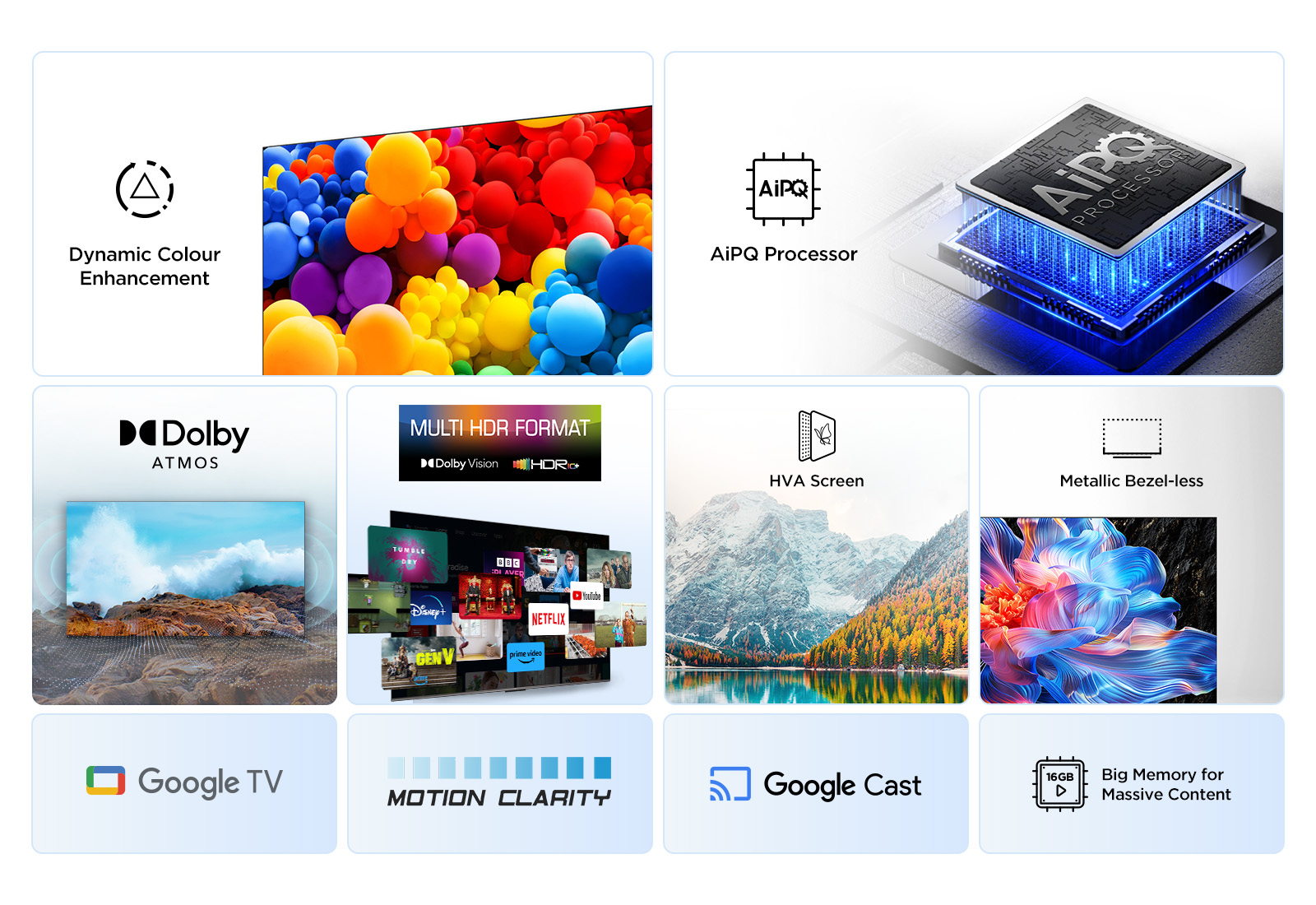 TCL 55V6C 55" 4K UHD Google TV HDMI 2.1 Dolby Vision HVA Metallisch
