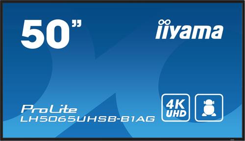 iiyama LH5065UHSB-B1AG Signage-Display Digital Signage Flachbildschirm 125,7 cm (49.5") LCD WLAN 800 cd/m² 4K Ultra HD Schwarz Eingebauter Prozessor Android 11 24/7 [Energieklasse E] (LH5065UHSB-B1AG)