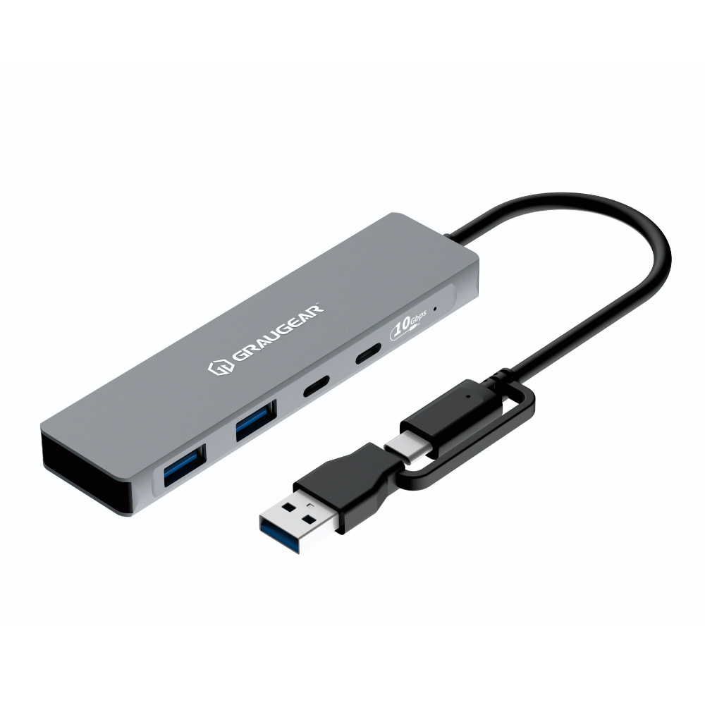GrauGear G-HUB2C2A-10G USB-Hub 4-Port 2x USB-A 2x USB-C 10 Gbit/s Grau