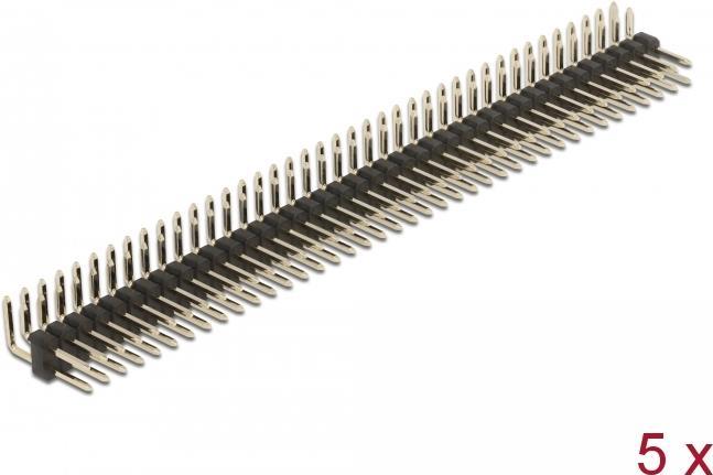 Delock - Pin header (40-pin, pitch 2,54 mm) - Schwarz (Packung mit 5) (66703)