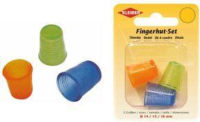 KLEIBER Fingerhut, farbig sortiert, 3er Set Material: 100% Gummi, sortiert in den Farben blau, orange - 1 Stück (70010)