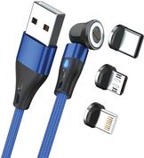 RealPower Magnetic cable 3 Amp,1m,blau mit Adaptern (439638)