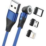 RealPower Magnetic cable 3 Amp,1m,blau mit Adaptern (439638)