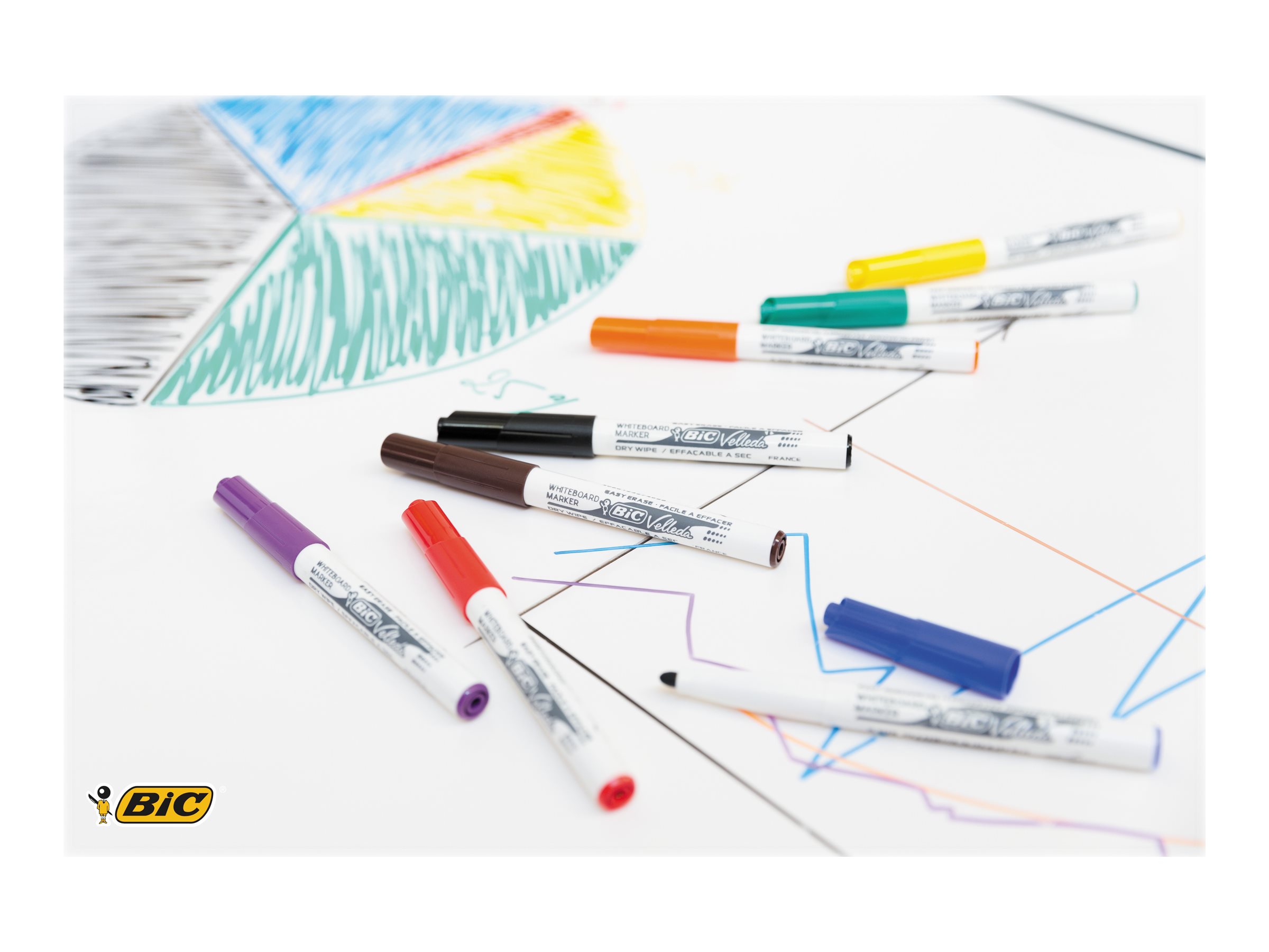 BIC Velleda 1741 Whiteboard-Marker, Rundspitze, 1,4 mm, 8er-Set