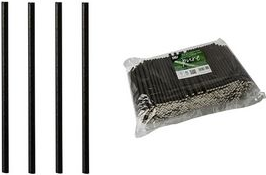 PAPSTAR Papier-Trinkhalm "pure", 250 mm, schwarz aus Papier, Länge: 250 mm, Durchmesser: 8 mm, nachhaltig - 1 Stück (88931)