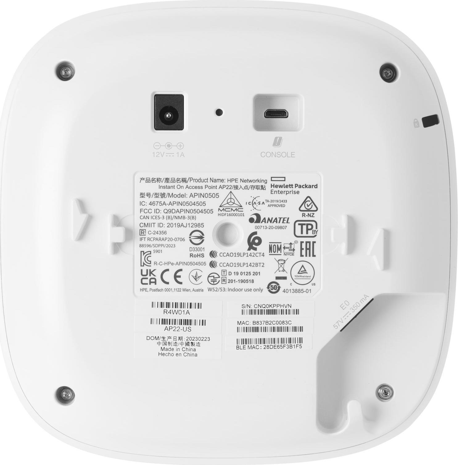 HPE Networking Instant On AP22 Accesspoint Wi-Fi 6 1,2 Gbit/s Weiß