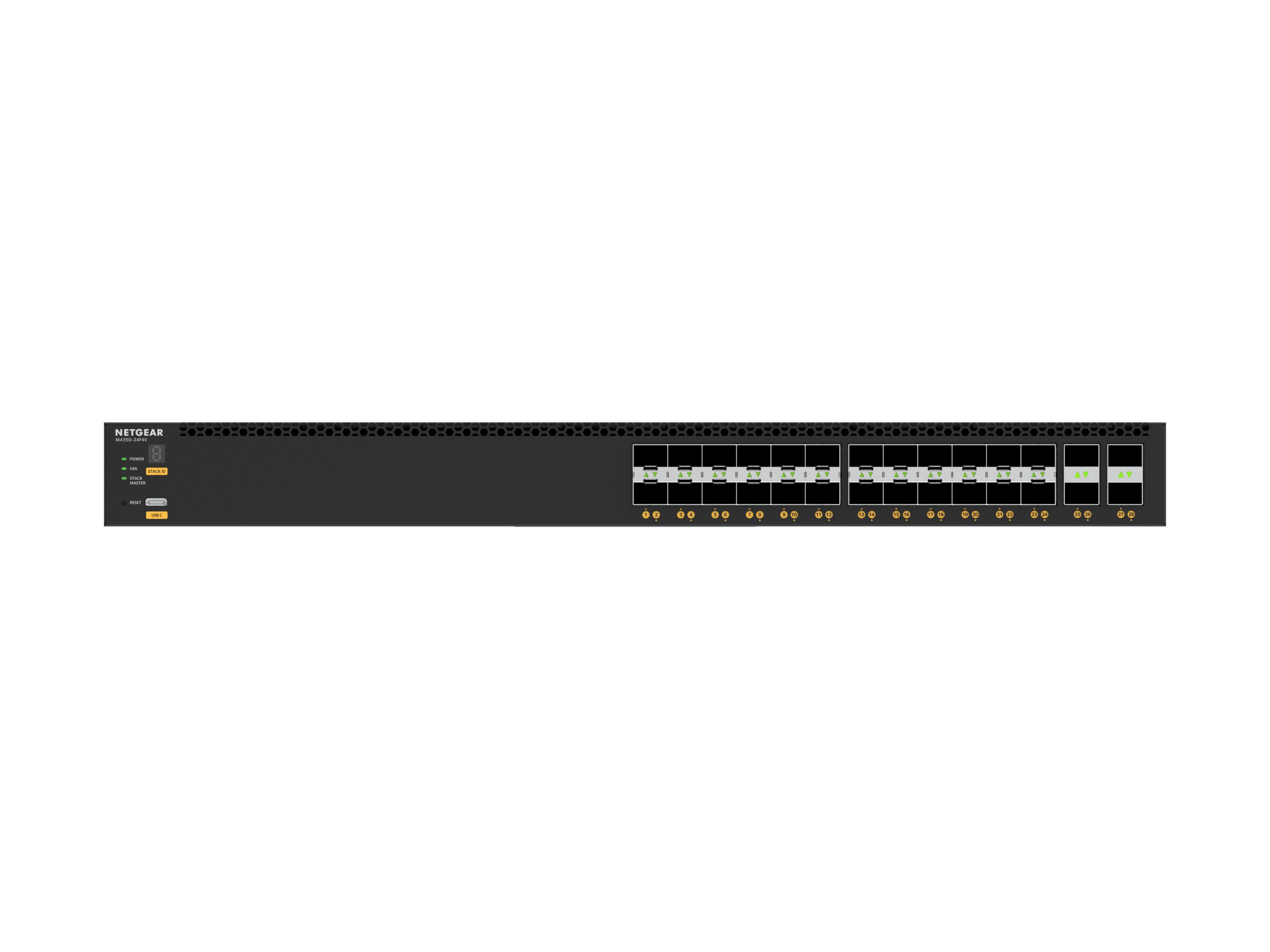 NETGEAR M4350 Series M4350-24F4V Managed Switch, 24x 10G SFP+ 4x 25G SFP28, Schwarz