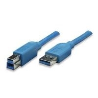 MANHATTAN Super-Speed USB 3.0 Anschlußkabel A Stecker - B Stecker, 3 m, Blau (322454)