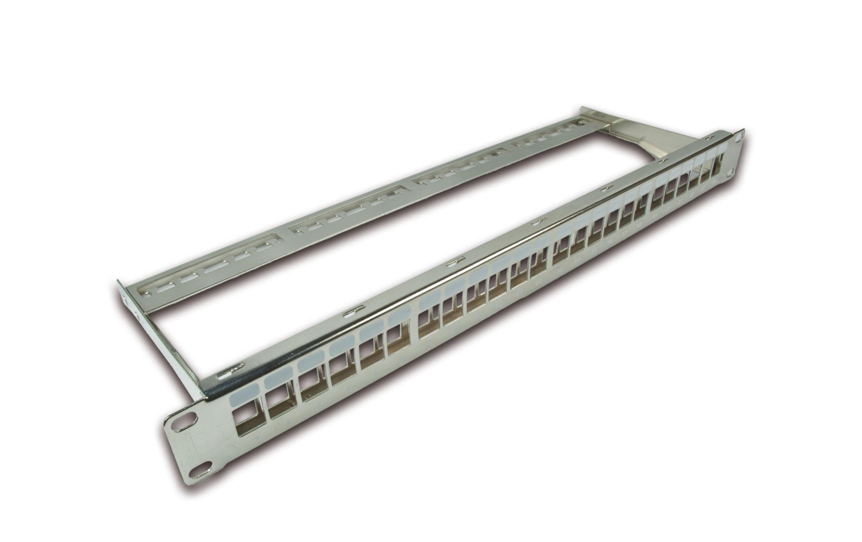 Wirewin Keystone System 24-Port Leerpanel 19" 1HE Geschirmt Nickel