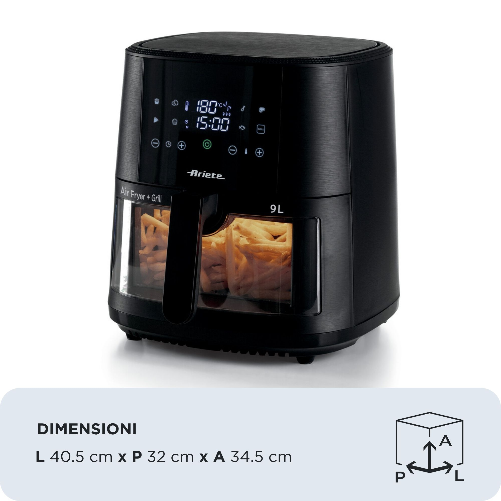 Ariete 4630S Airy Fryer Heißluftfritteuse 9 l Schwarz