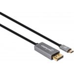 MANHATTAN 8K@60Hz USB-C auf DisplayPort 1.4 Adapterkabel USB-C-Stecker auf DisplayPort-Stecker, 2 m, unterstützt 4K@120Hz, vergoldete Kontakte, schwarz (354844)