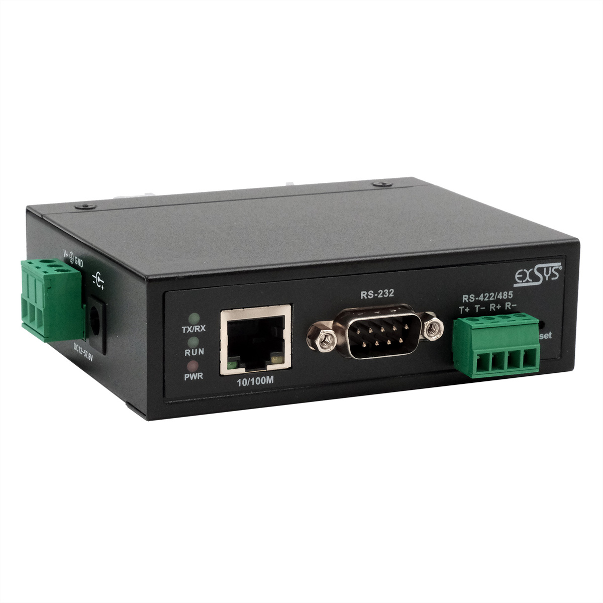 EXSYS Serial Device Server EX-61001 1x RS-232/422/485 mit Netzadapter Schwarz