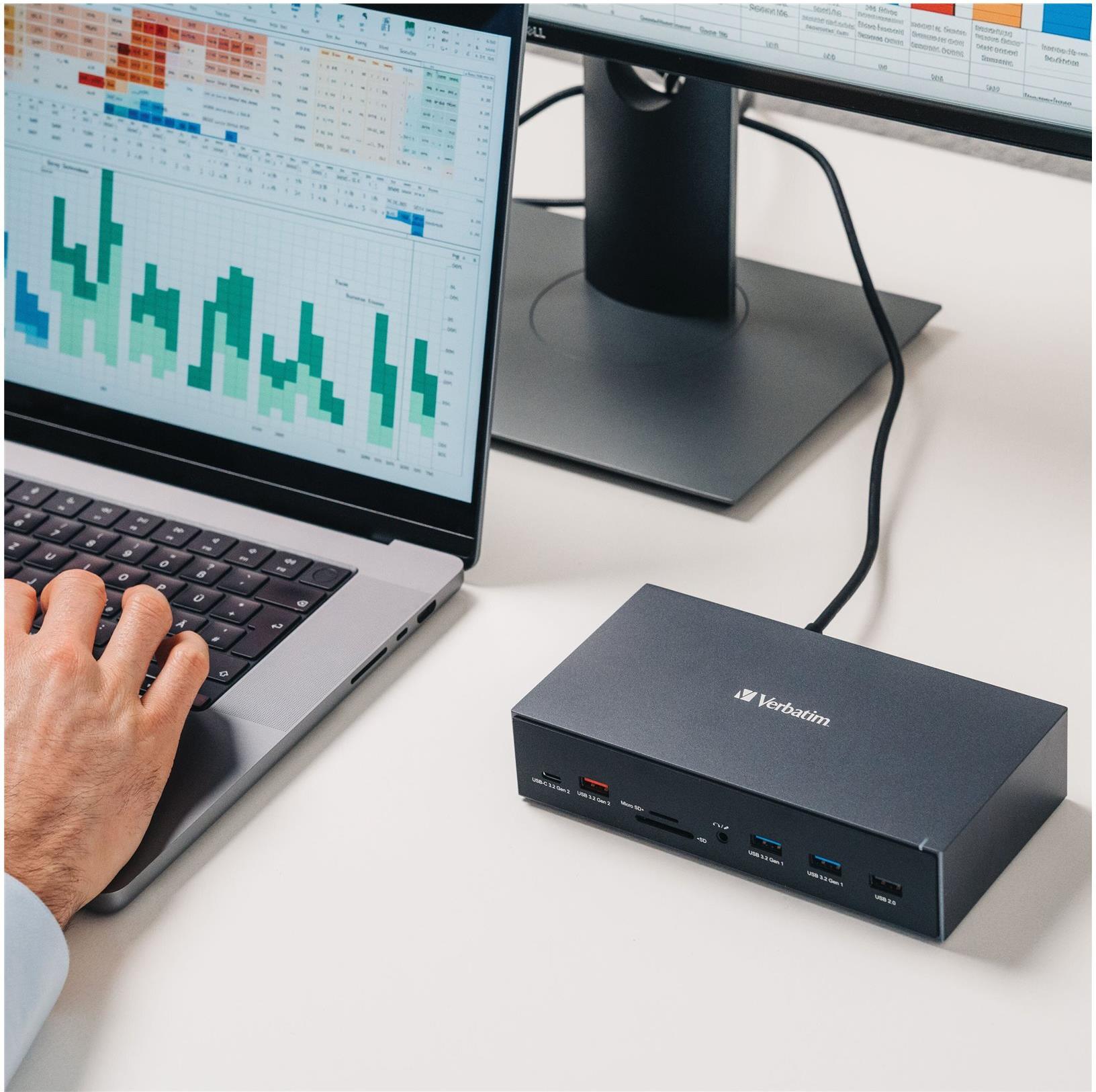 Verbatim Pro CDS-17 Dockingstation USB-C 100 W Power Delivery 8K Schwarz/Grau
