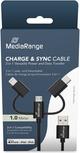 MediaRange 3-in-1 Kabel, micro USB, USB-C und Lightning, sw (MRCS246)