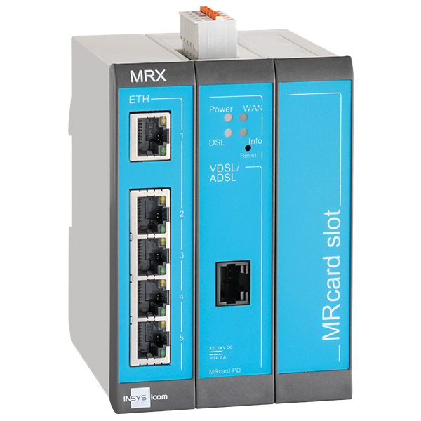 INSYS icom MRX MRX3 DSL xDSL-Router 5 Ports Blau, Grau