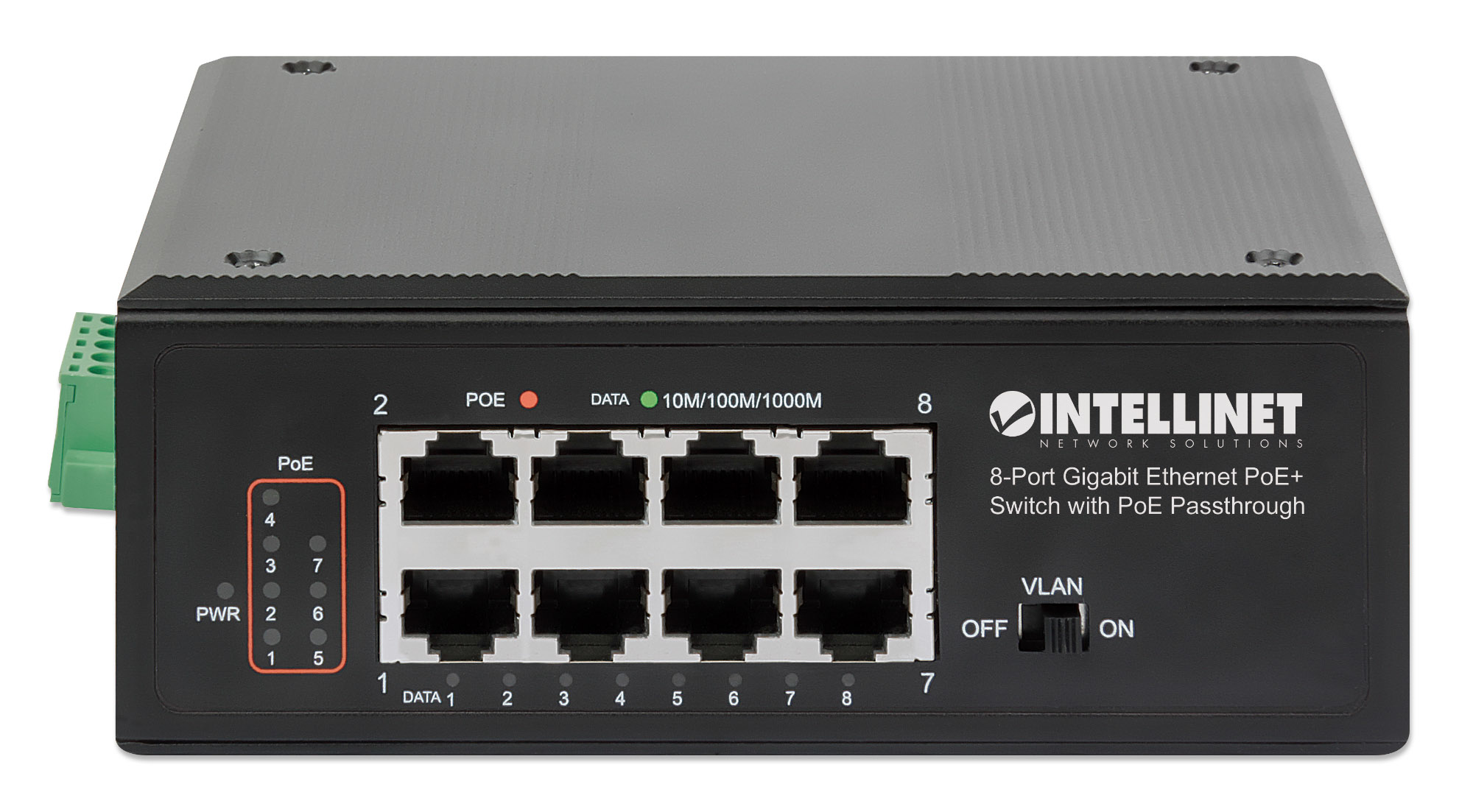 Intellinet PoE-Powered 8-Port Gigabit Ethernet PoE+ Industrial Switch 8 x 10/100/1000 (PoE+) Schwarz