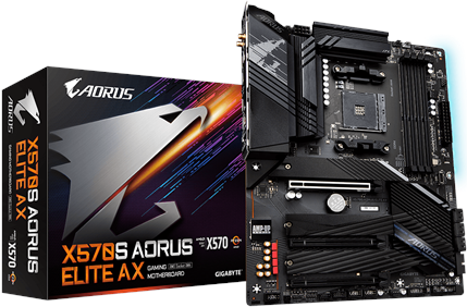 Gigabyte X570S AORUS ELITE AX - AMD - Socket AM4 - AMD Ryzen 3 - AMD Ryzen 5 - AMD Ryzen 7 - 3rd Generation AMD Ryzen 9 - AMD Ryzen 9 5th Gen - Socket AM4 - DDR4-SDRAM - 128 GB (X570S AORUS ELITE AX)