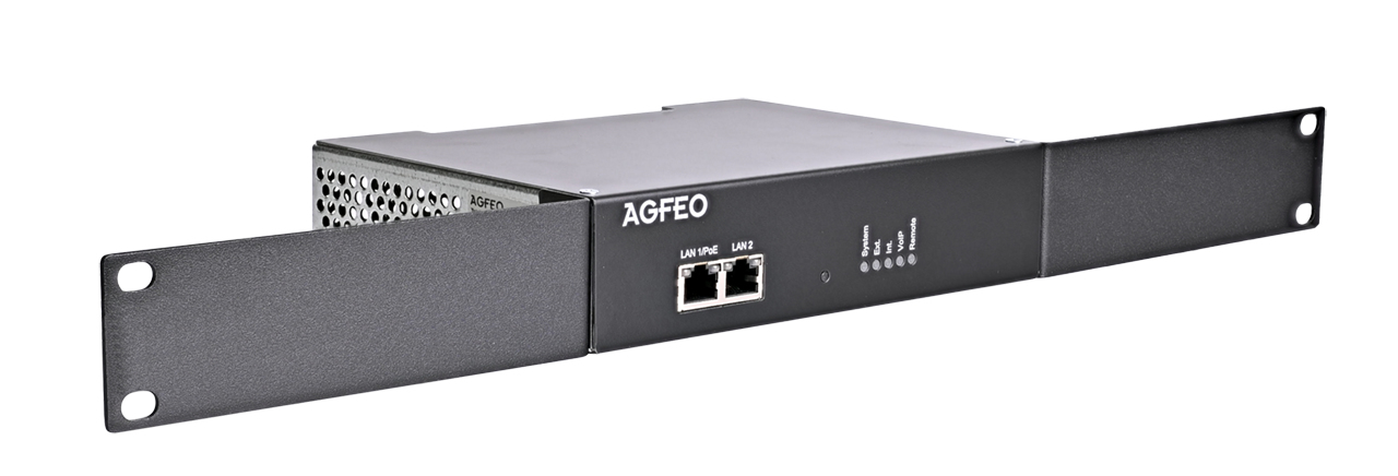 AGFEO ES PURE-IP X IT IP-PBX 19" 1U bis 30 VoIP-Kanäle 2x Gigabit PoE Schwarz