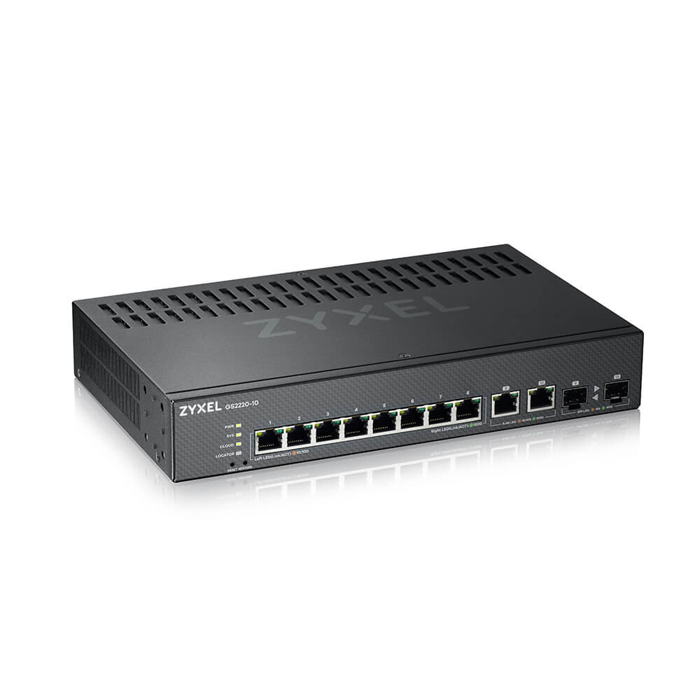 Zyxel GS2220-10 Managed Switch 8 Ports + 2x Combo Gigabit SFP Schwarz
