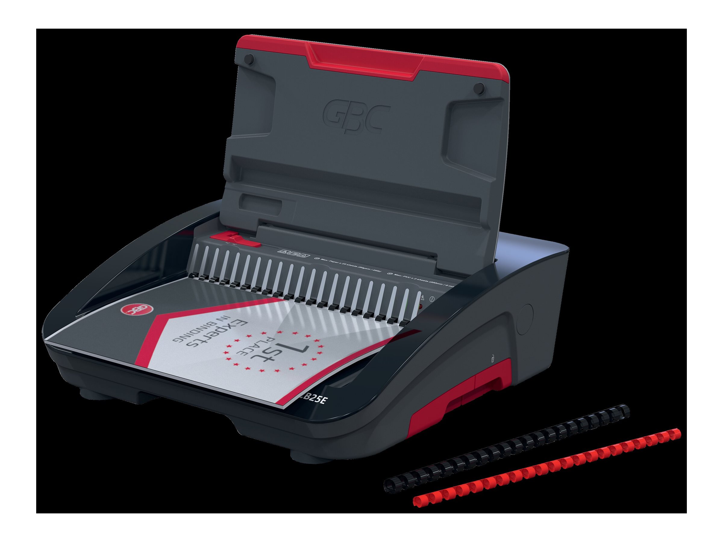 GBC CombBind CB25E Elektrische Bindemaschine Schwarz, Rot