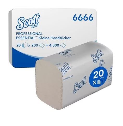 Scott Papierhandtücher 6666 Essential Interfold-Falzung 2-lagig 4.000 Tücher (6666)