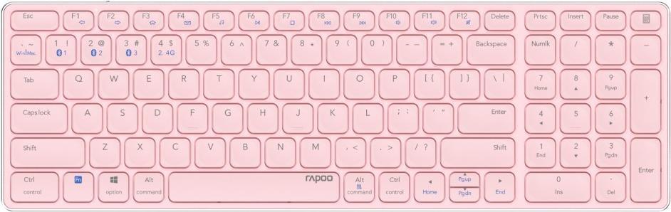 Rapoo E9700M Tastatur RF Wireless + Bluetooth QWERTZ Deutsch Pink (00215395)