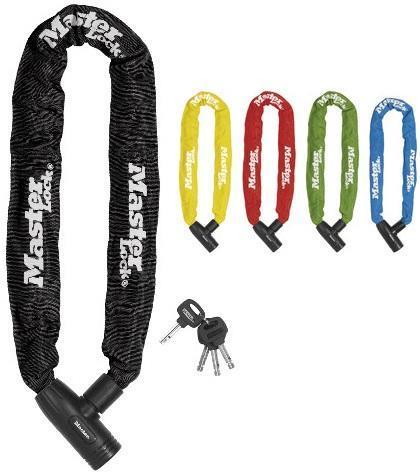 MASTER LOCK Kette aus gehrtetem Stahl (90 cm lang x 8 mm Durchmesser) mit einem integrierten Schloss mit Schlssel; schwarz (8391EURDPRO)